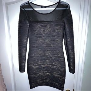 Long Sleeve Black and Gold Dress